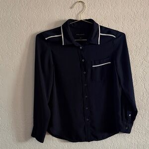 Banana Republic Navy Button-Down with White Trim